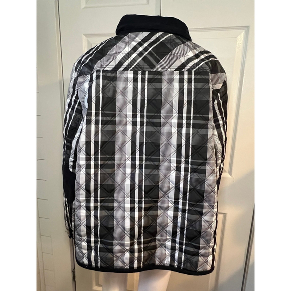 Isaac Mizrahi Black White Plaid Quilted Jacket - Picture 4 of 6